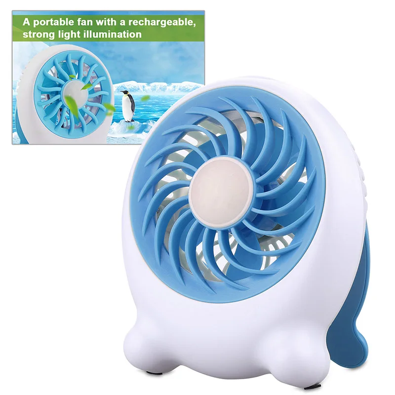 

Mini Fan Desk Fan With Led Light Rechargeable Battery USB or Battery Powered Small Personal Fan with 3 Speeds