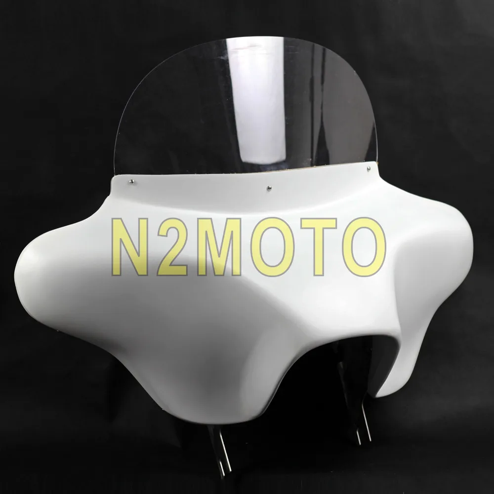 

Motorcycle White Detachable Batwing Fairing 6x9 White Speaker Front Fairing Cowl for Harley Touring Road King FLHR 1994-2013