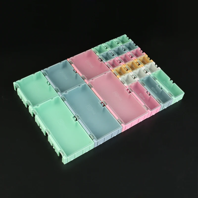 50Pcs Green SMT SMD Container Box Electronic Components Self-locking buckle Mini Storage Case (1)