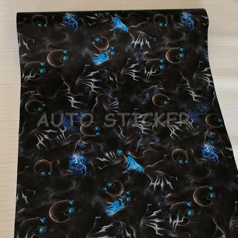 blue eyes skull camouflage vinyl car wraps 2