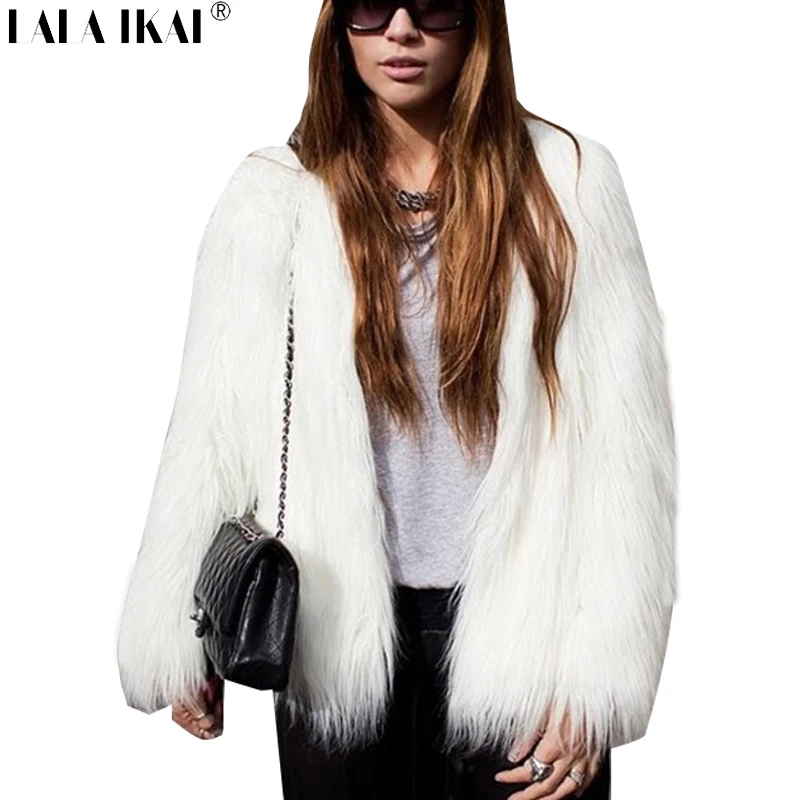 Women Fake Fur White Jacket Winter Nature Fur Coat Ladies Fur Outerwear