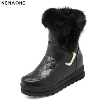 NEMAONE girl’s shoes Winter Boots Warm Wool Snow Boots Women Shoes 2019 plus size Wedges Non-slip Women Boots large size 42 43
