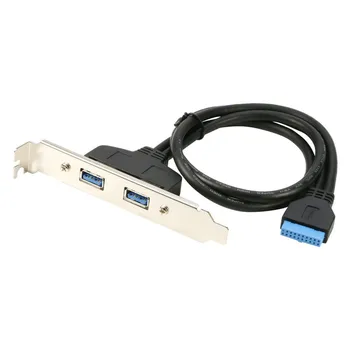 

Zeadow 2 Ports USB 3.0 Female Back Panel To Motherboard 20 Pin Header Connector Cable Adapter With PCI Slot Plate Bracket 50cm