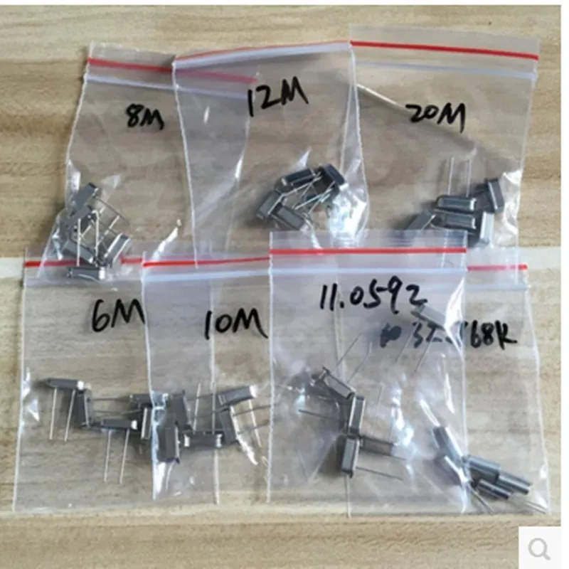 

7values X5pcs=35pcs HC-49S quartz crystal unit Kit 32.768M 6M 8M 10M 12M 11.0592M 16M crystals quarz-resonator Kristall