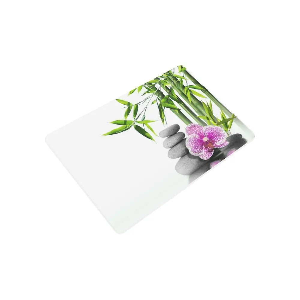 Японский японский Противоскользящий дверной коврик домашний декор, фиолетовый цветок орхидеи Бамбук и дзен камень внутренний открытый входной коврик резиновый