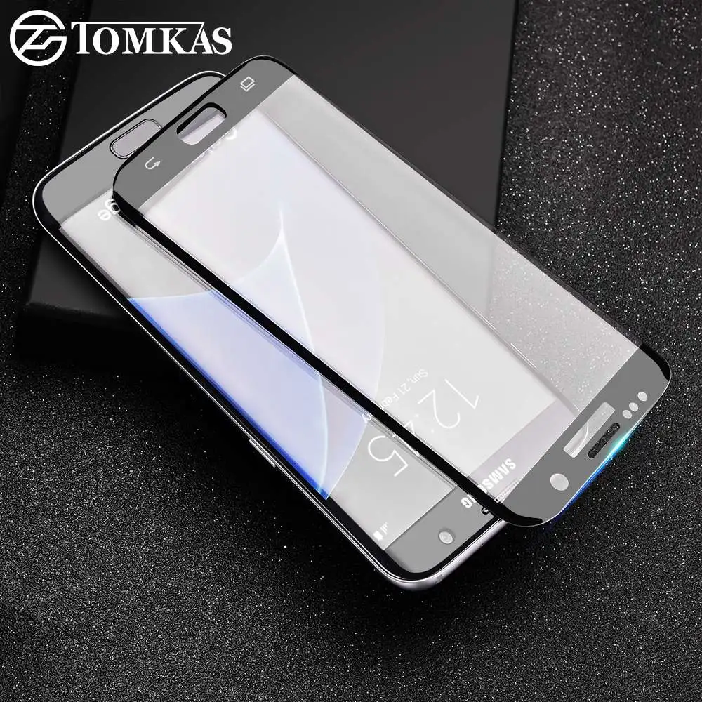 Защитное стекло TOMKAS для Samsung S7 Edge 3d пленка с изогнутыми краями Galaxy S6 Edge|glass for samsung