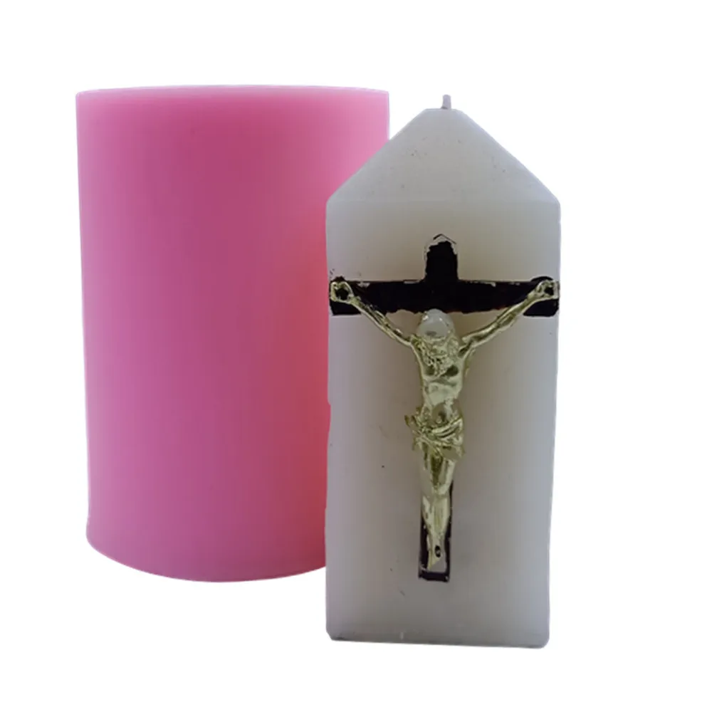 Jesus Christ Design Pillar Candle Mold 3d Silicone Mold For Christmas