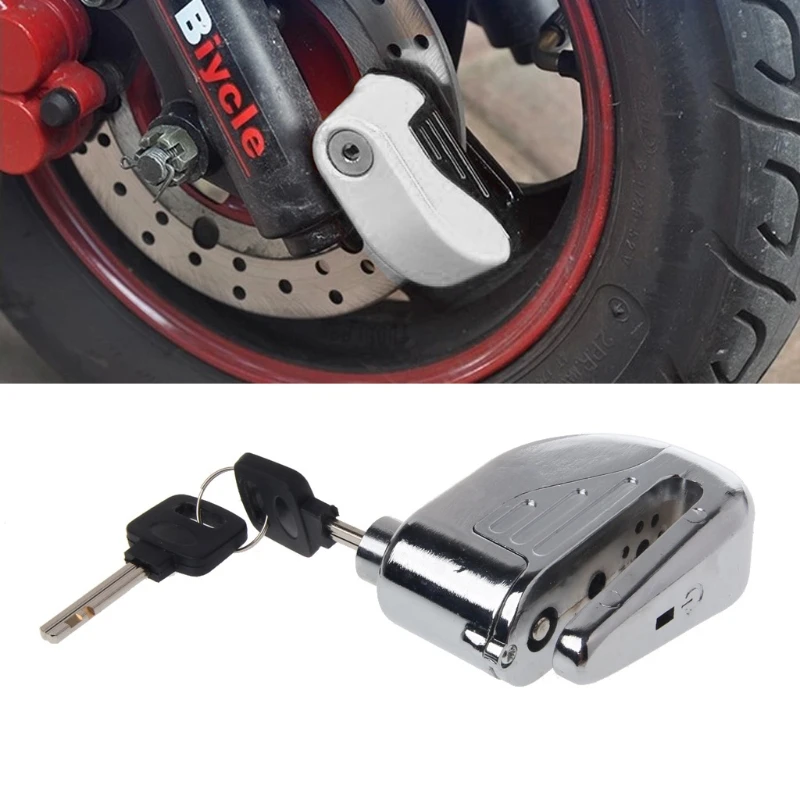 

1cm Motorcycle Lock Safety Scooter Bicycle Anti-theft Protection Wheel Disc Brake Lock Security Alarm+2 Keys