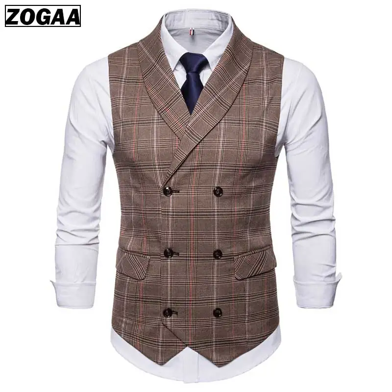 

NEW High-quality British Style Business Vest with Striped Double-breasted and Breathable Fabric for Men Tops Spring 2019