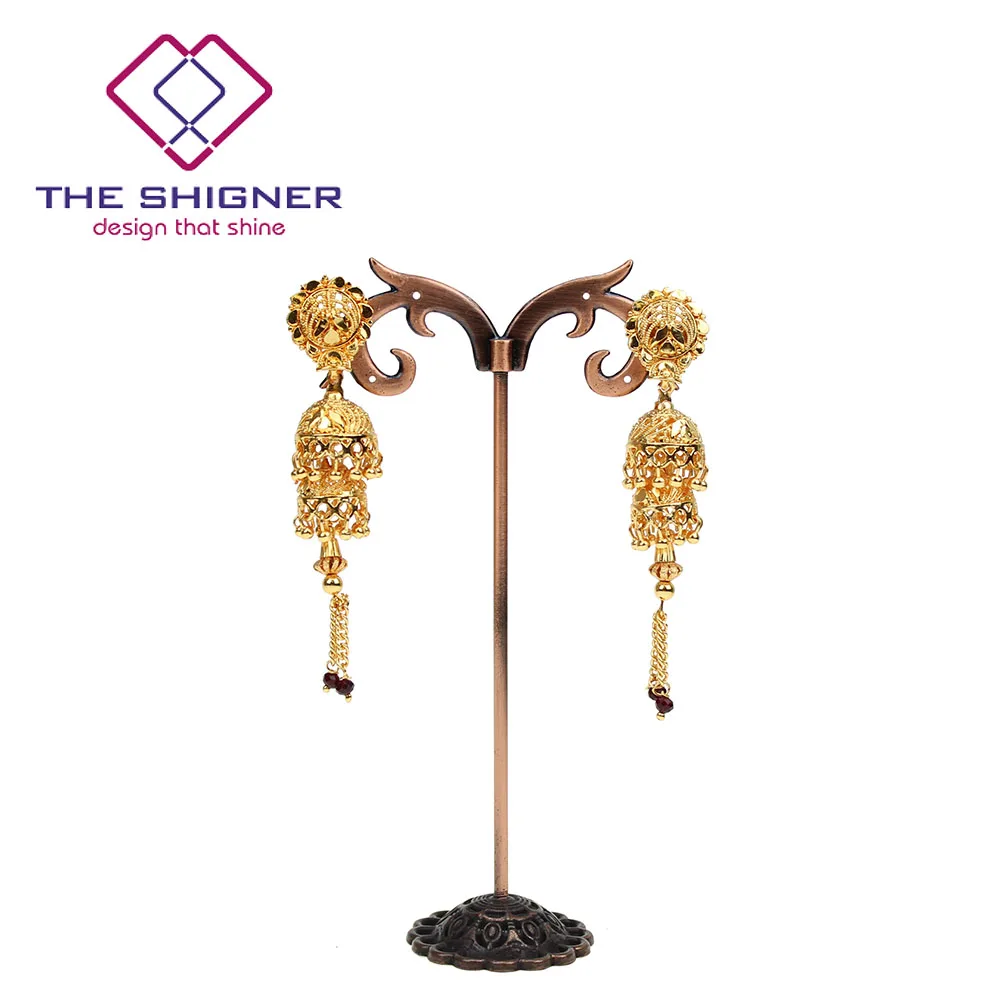 THE SHIGNER этнические индийские Золотые птичья клетка Jhumka Jhumki серьги с кисточками дубайские классические племенные традиционные висячие серьги ювелирные изделия