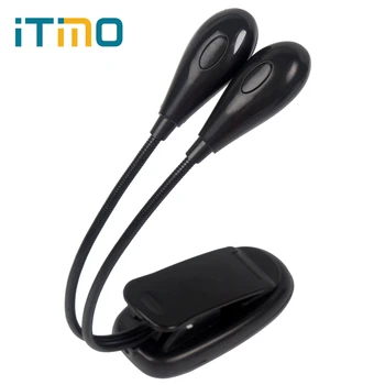 

iTimo Dual Flexible Arms LED Light Goosenecks Clip Lamp Black Portable Clip-on Book Reading Light For Music Stand