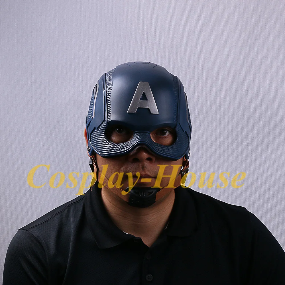 Cos Movie Superhero Captain America Helmet Latex Cosplay Steven Rogers Mask PVC Man Adult Halloween Party Prop