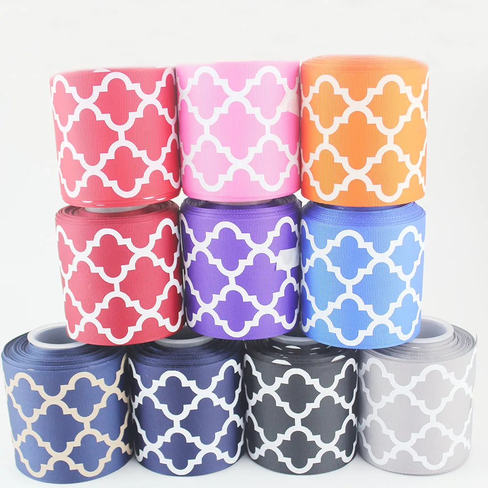 3" printed polyester grosgrain ribbon geometric 75mm christmas wedding
