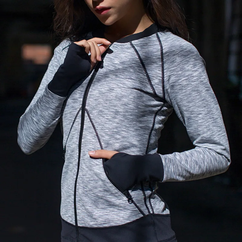 

2019 New Sports Yoga Zipper Jacket Winter Autumn Women Running Jersey shirt Quick Dry Long Sleeve Fitness Sweater 2018 Jogging
