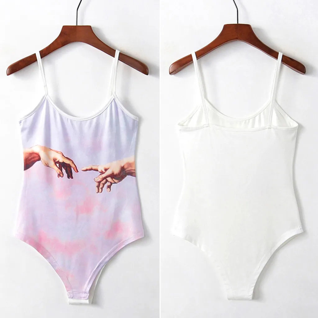 

2019 New Fashion Blue Sexy jumpsuit romper women Bodysuit Jumpsuit Women's Print Sexy Slim Sling Jumpsuit Siamese Clothes shein