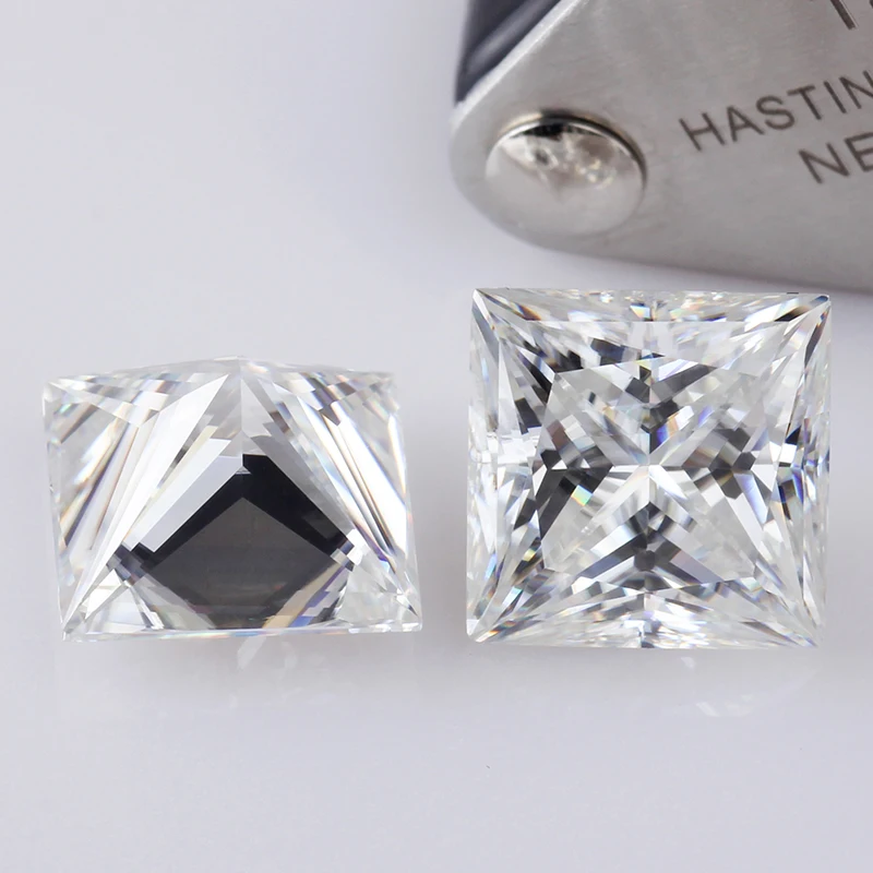 

GH 2pcs&8*8mm square princess cut excellent quality jewelry setting synthetic moissanites