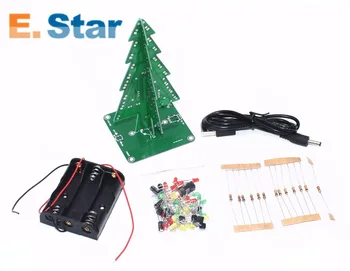 

Three-Dimensional 3D Christmas Tree LED DIY Kit Red/Green/Yellow LED Flash Circuit Kit Electronic Fun Suite