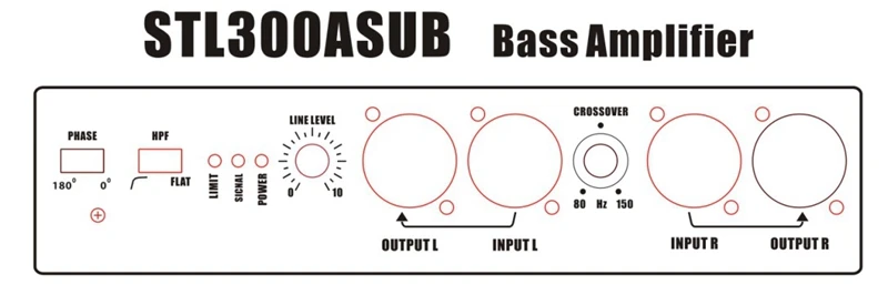 80-150 Гц бас Регулируемая частота Регулируемый фазовый сабвуфер Передняя панель