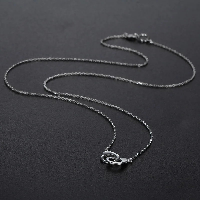 Маленькая 925 пробы серебряная подвеска в виде наручников, ожерелье s для женщин, цепочка, колье, ювелирное изделие, подарок, колье для женщин D20
