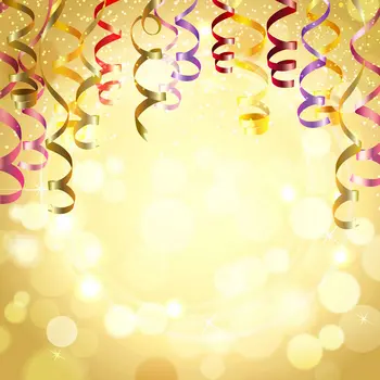

Celebration colorful Streamers gold bokeh photography studio background Vinyl cloth High quality Computer print wall backdrop