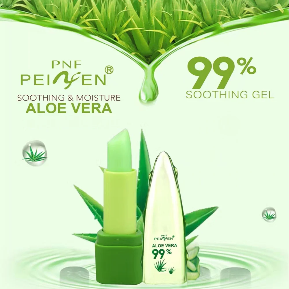 

1Pc Lips Care 99% Aloe Vera Color Change With Temperature Jelly Lipstick Plant Moisturizing Lip Balm Base Makeup Lipstick TSLM2
