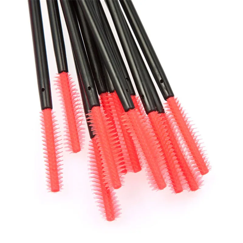 50PCS RED Eyelash Makeup Brush Disposable Mini Mascara Wands Applicator