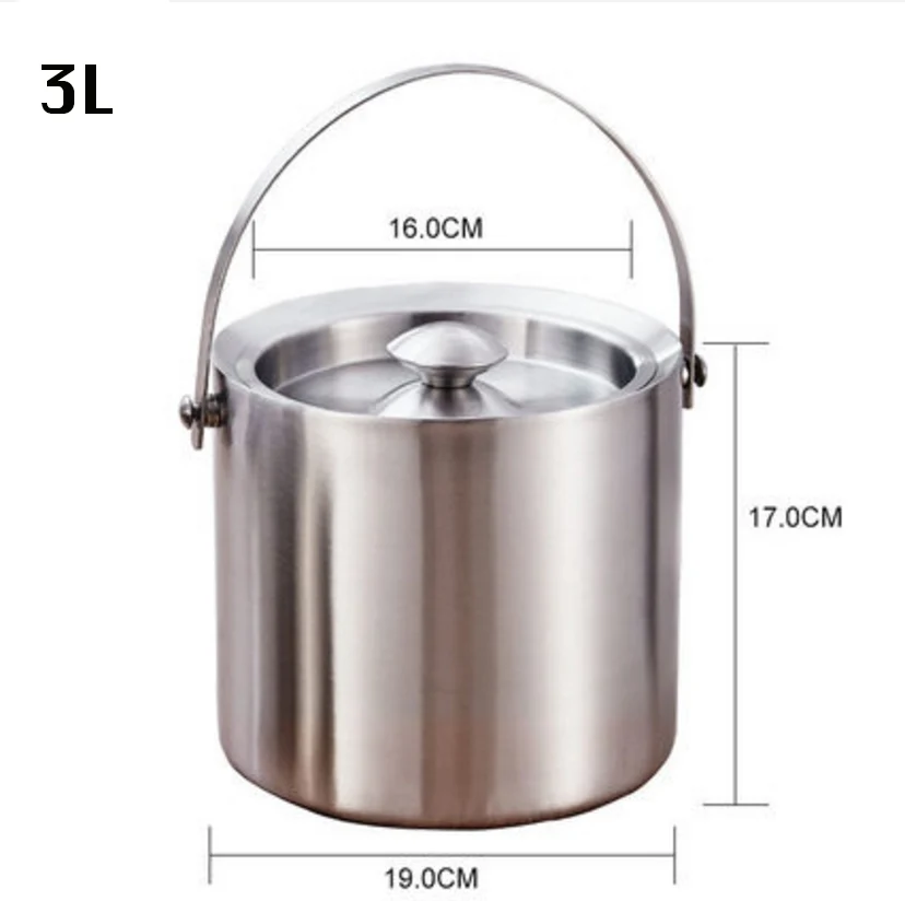 Stainless Steel Ice Bucket With Tongs-Silver Barware Serveware for Parties Events Gatherings