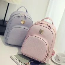 2016 New Korean Fashion PU Leather Backpacks for Teenage Girls Crocodile Pattern Small Backpack Space Embossed
