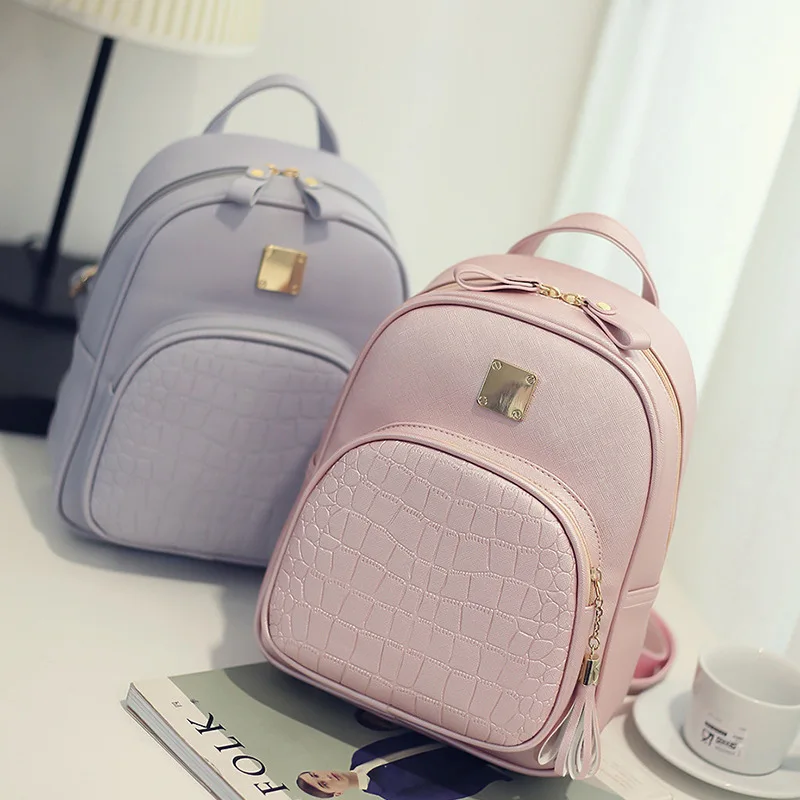 2016 New Korean font b Fashion b font PU Leather font b Backpacks b font for