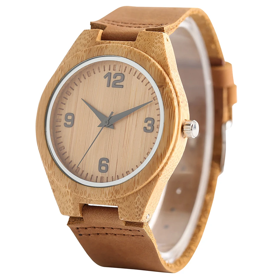 Creative Mens Bamboo Wooden Watch  Men Wrist Watch Genuine Leather Band Analog Quartz New Arrival 2017 reloj madera hombre (10)