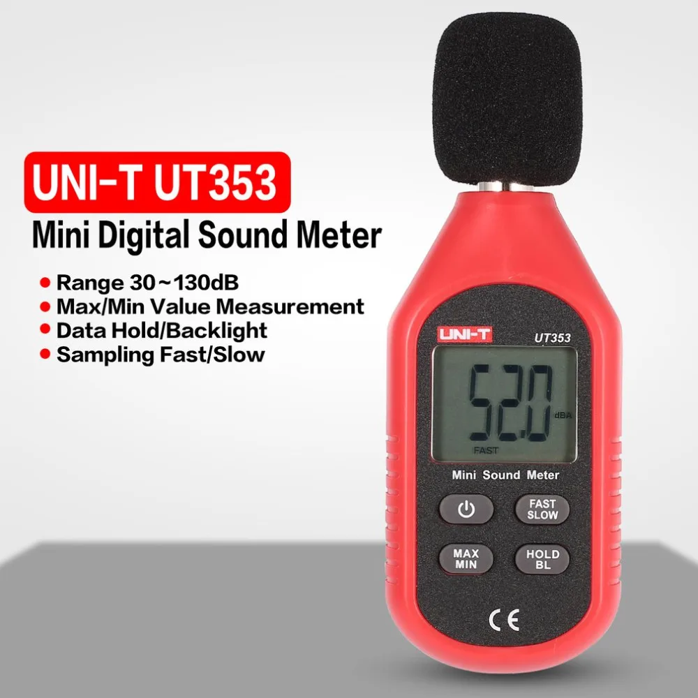 

UNI-T UT353 Digital LCD Mini Handheld Sound Level Meter Noise Audio Volume Detector Decibel Monitoring Tester 30-130dB