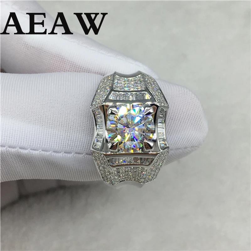 18K 750Au золото Moissanite алмазное мужское кольцо D Цвет VVS с национальным