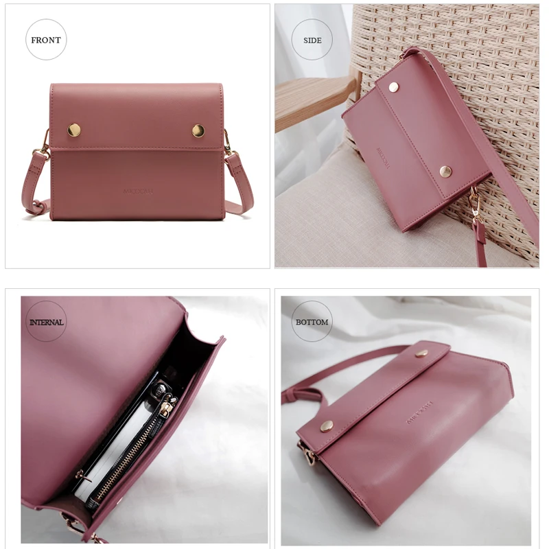 MICOCAH Fashion flap bags ladies PU Leather Crossbody Bags For Women Famous Brand Designer Bag Pink/ Brown/ Black MSD192