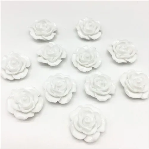 10 шт 19 мм 11 цветов розы Flatbacks Смола Цветок Кабошоны Украшение для скрапбукинга изготовление открыток - Цвет: white