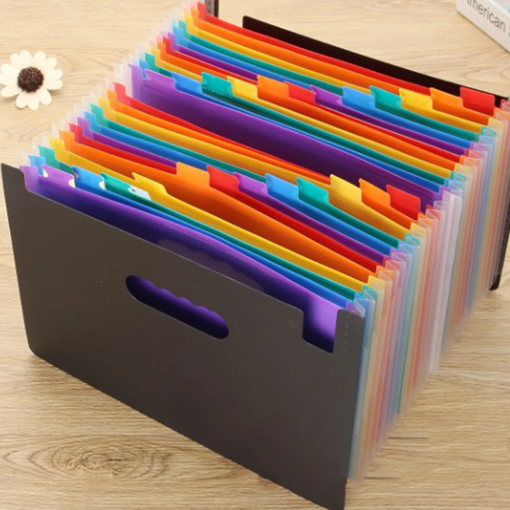 

Universal A4 File Organizer24 Pockets Accordion Expanding High Capacity Plastic Stand Bag Colored Tab School Supplies