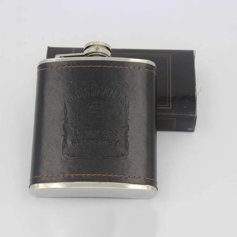 Portable 7oz Stainless Steel Hip Flask With Leather Funnel Drinking Cup as Gift Whiskey Honest Flask for Whiskey  Liquor Wine (2)