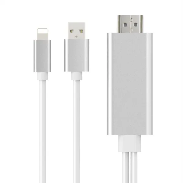 HDMI кабель системы освещения к HDMI кабель HD tv AV переходной USB кабель 1080 P для iPad Air/iPad mini 2 3 4 iPhone X 8 7 6 S Plus iOS - Цвет: Silver