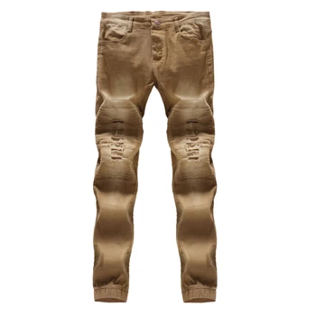 

2018 New Men's Fashion Wash Pleated Slim Slim Fit Trousers Jeans Size 29-36