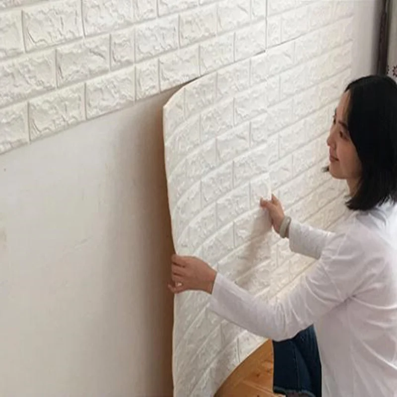 

70X38.5CM 3D brick wall sticker living room DIY PE foam wallpaper panel room flower stone decoration embossed wallpaper poster