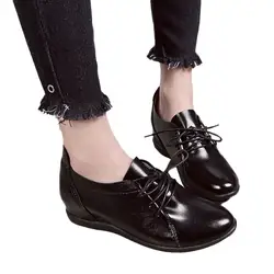 MUQGEW/Женская обувь из натуральной кожи, модная женская повседневная обувь, увеличивающая рост, однотонные тонкие туфли с острым носком, Calzado