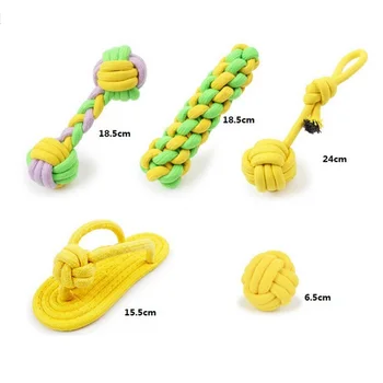 

5pcs Cotton Dog Puppy Rope Toy Knot Chew Teeth Cleaning Tug Toys Pet Playing Training Ball For Small Medium Large Dogs