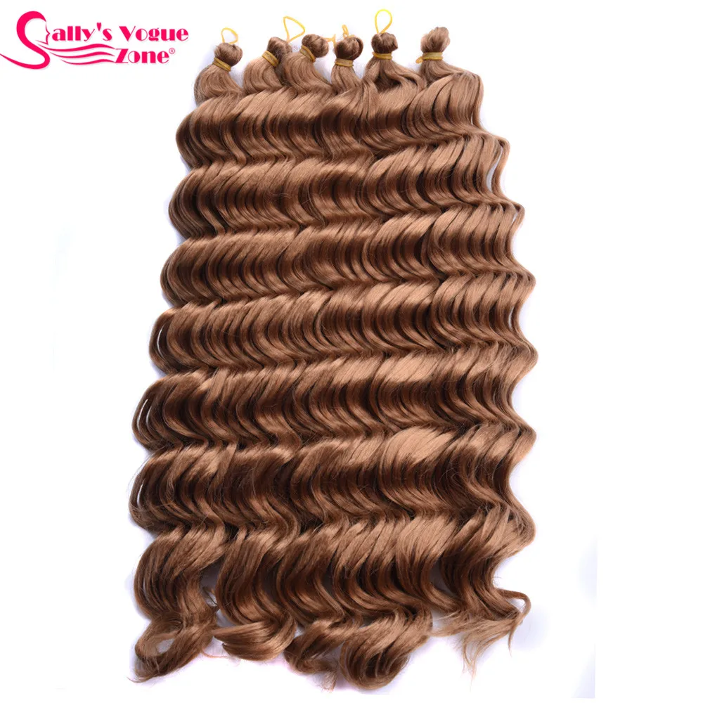Sallyhair High Temperature Synthetic Deep Wave Twist Crochet Braids Black Color Bulk Hair Extension  (31)