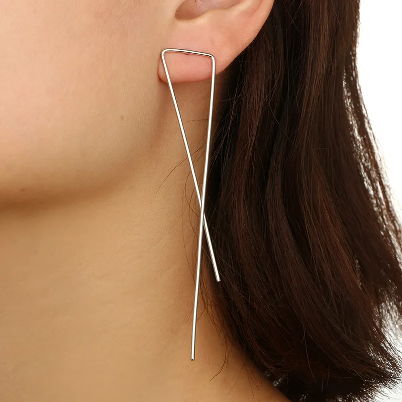 

Tocona Punk Simple Geometric Triangle Shape Dangle Drop Earring For Women Metal Gold Color Piercing Jewelry Brincos 6433