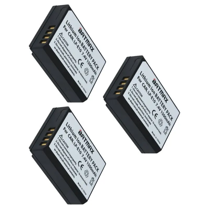 3pcs Lpe10 Lp E10 Lpe10 Rechargeable Camera Batteries For Canon Eos