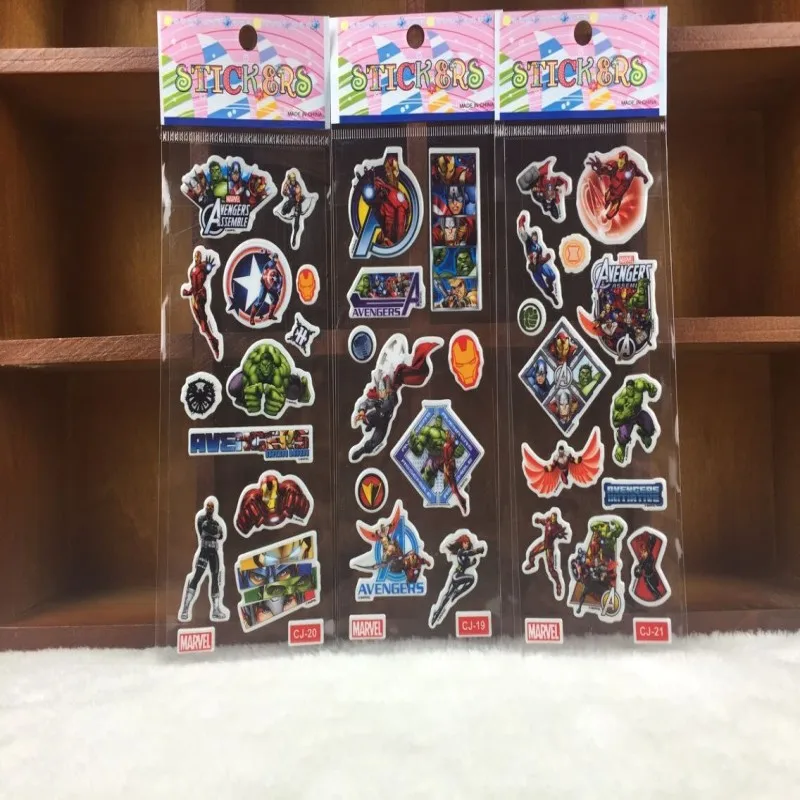 

10 Sheets Avengers Iron man Heros 3D Puffy Bubble Stickers Cartoon Waterpoof DIY Toys for Children Kids Boy Home decoration