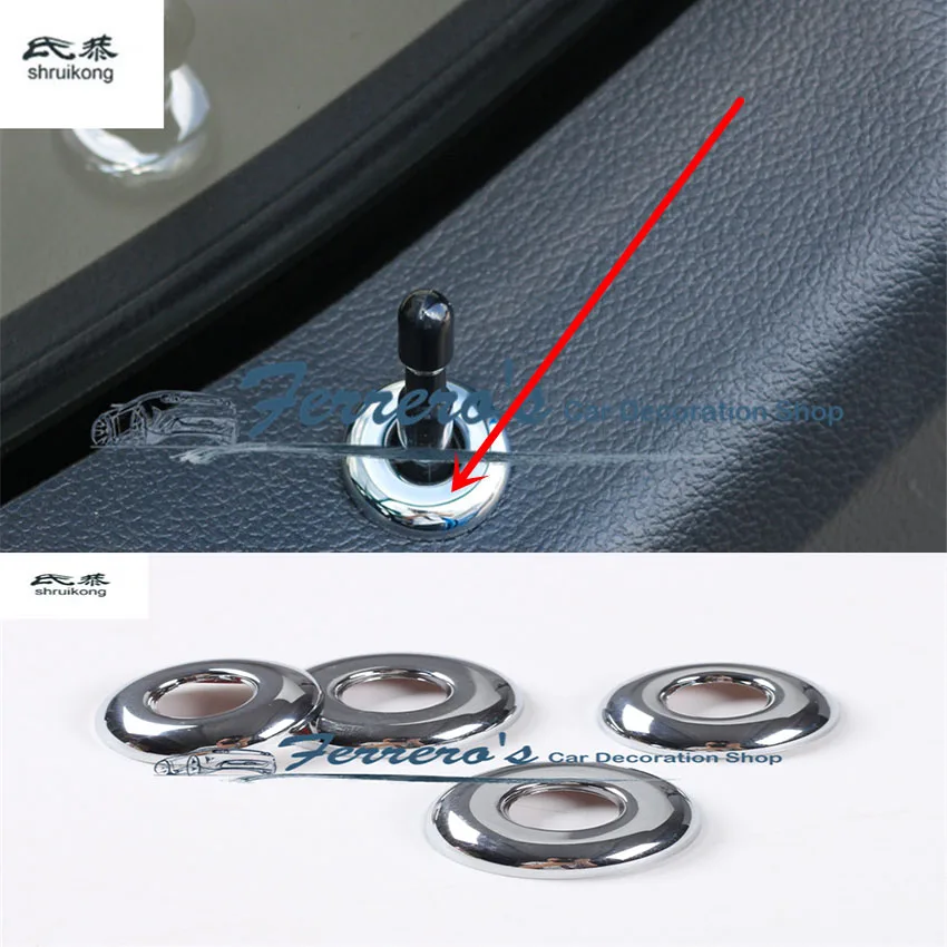 

Free shipping 4pcs/lot ABS chrome car styling sticker car door bolt decoration trim cover Sequins for 2015 2016 2017 Ford F150
