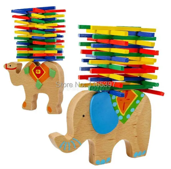 

Freeship 1Set children kids Wooden Montessori elephant camel balance table game early development Educational materials toys
