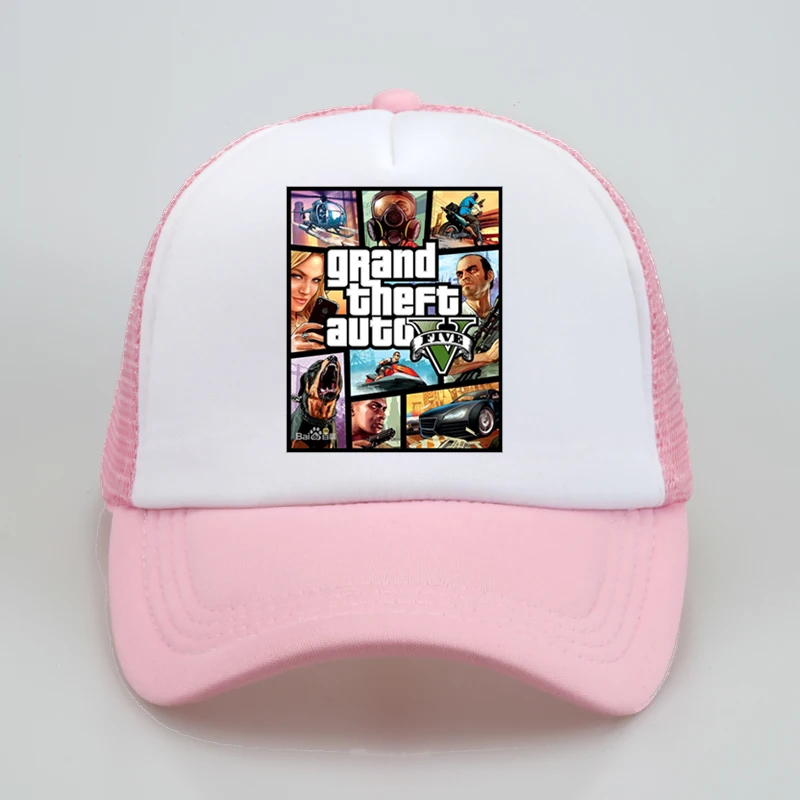 Розовый Мода Grand Theft Auto V 5 GTA 5 бейсбольные кепки Горячие игры GTA 5 фанатов кепки крутые летние сетчатые кепки для водителя грузовика - Цвет: Розовый