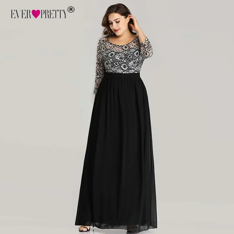 Ever Pretty Plus Size Evening Dresses Long 2019 Lace Long Sleeve Chiffon Mother of the Bride Dress Winter Autumn Evening Gowns Ever Pretty Plus Size Evening Dresses Long 2019 Lace Long Sleeve Chiffon Mother of the Bride Dress Winter Autumn Evening Gowns