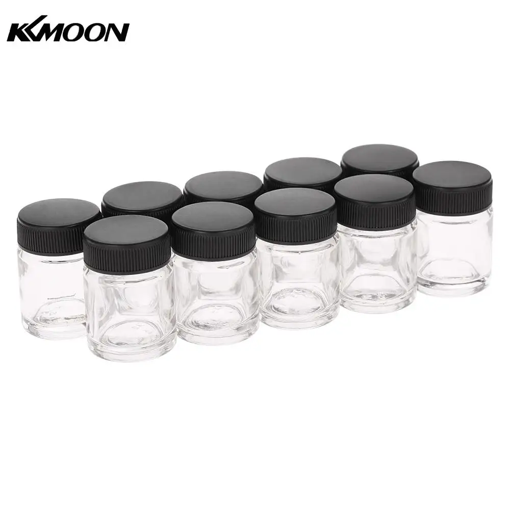 10PCS Airbrush Glass Bottles 3/4oz 22cc Air Brush Bottle Jars with
